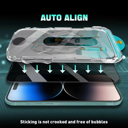 Easy Install 28 Degree Privacy Armor Tempered Glass Film, For iPhone 17e / 16e, For iPhone 17 Pro Max, For iPhone 17 Pro, For iPhone 17, For iPhone Air, For iPhone 16 Pro Max, For iPhone 16 Pro, For iPhone 16 Plus, For iPhone 16, For iPhone 15 Pro Max ...