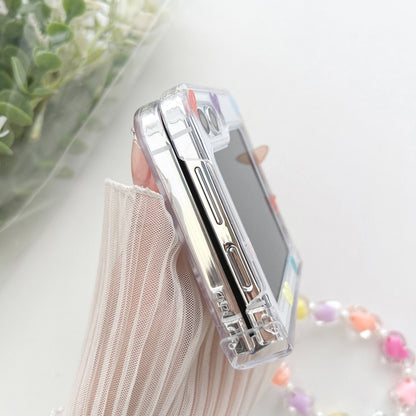 Transparent PC All Inclusive Hinge Folding Phone Case with Bracelet