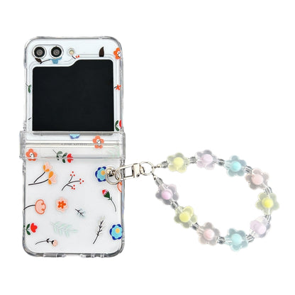 Transparent PC All Inclusive Hinge Folding Phone Case with Bracelet