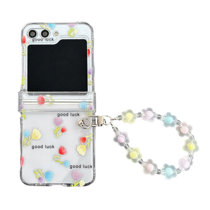 Transparent PC All Inclusive Hinge Folding Phone Case with Bracelet