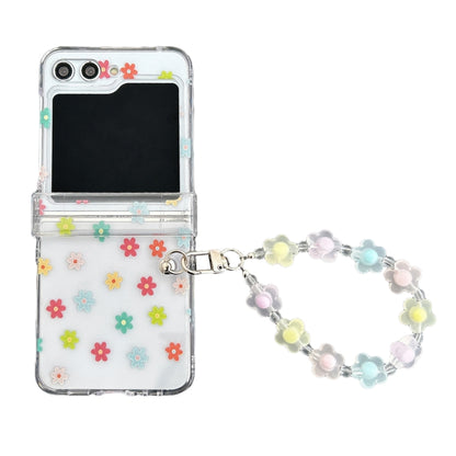 Transparent PC All Inclusive Hinge Folding Phone Case with Bracelet