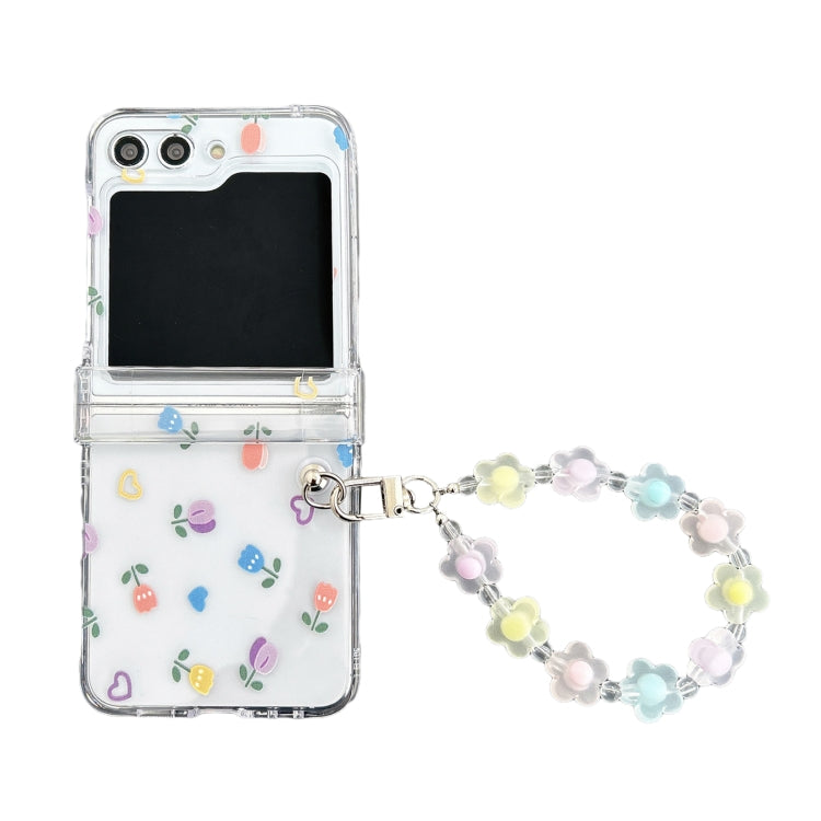 Transparent PC All Inclusive Hinge Folding Phone Case with Bracelet