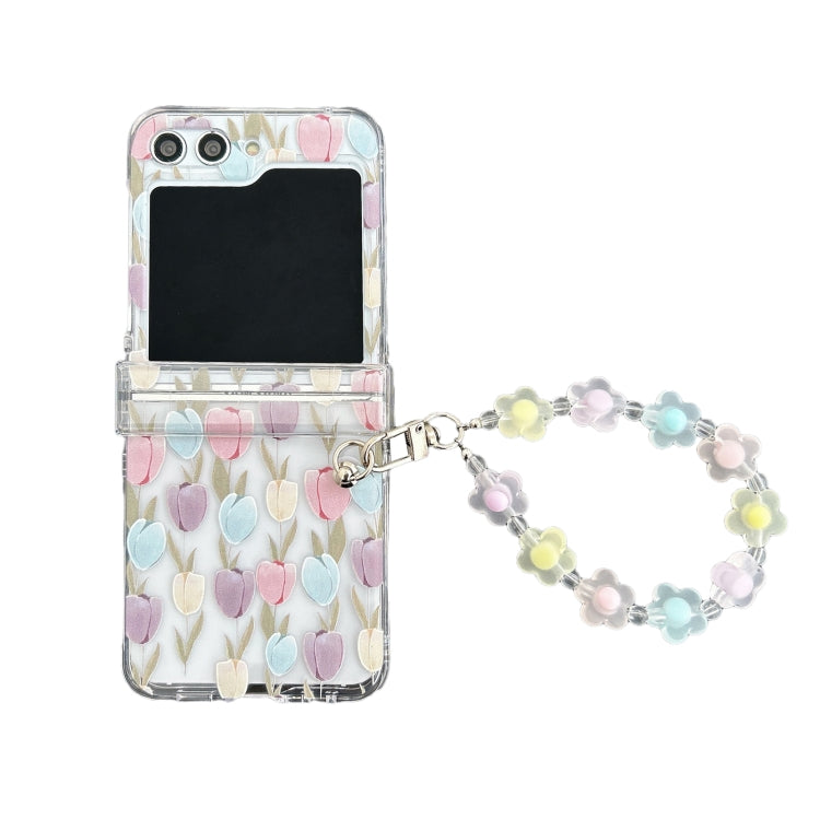 Transparent PC All Inclusive Hinge Folding Phone Case with Bracelet