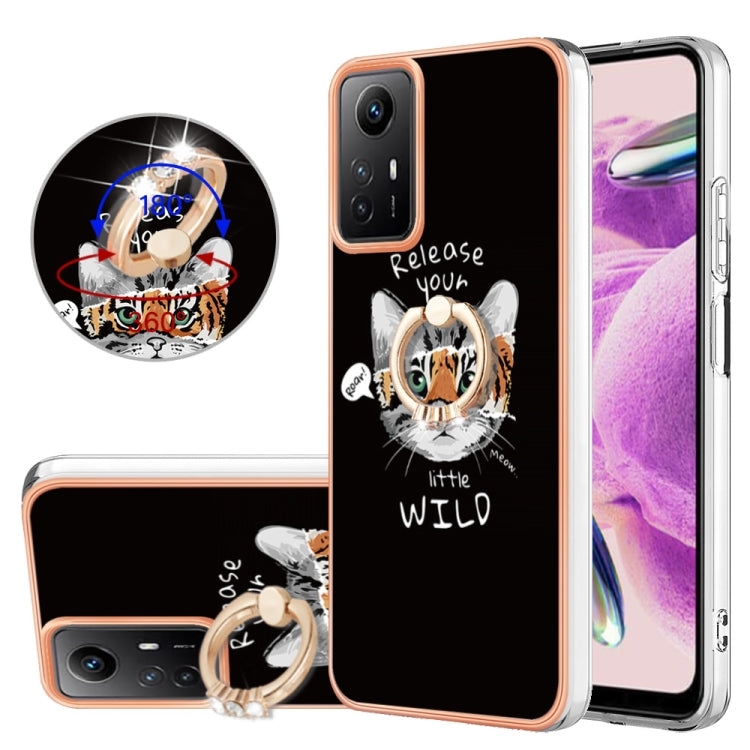 Electroplating Dual-side IMD Phone Case with Ring Holder, For Xiaomi Poco F5 / Redmi Note 12 Turbo, For Xiaomi Poco F5 Pro 5G / Redmi K60, For Xiaomi Redmi Note 12S 4G