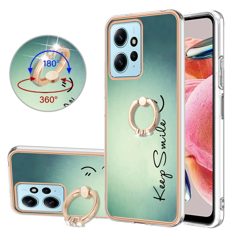 Electroplating Dual-side IMD Phone Case with Ring Holder, For Xiaomi Redmi Note 12 Pro 4G Global, For Xiaomi Redmi Note 12 4G, For Xiaomi Redmi Note 12 Pro+ Global