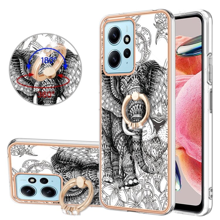 Electroplating Dual-side IMD Phone Case with Ring Holder, For Xiaomi Redmi Note 12 Pro 4G Global, For Xiaomi Redmi Note 12 4G, For Xiaomi Redmi Note 12 Pro+ Global