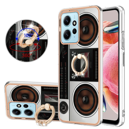 Electroplating Dual-side IMD Phone Case with Ring Holder, For Xiaomi Redmi Note 12 Pro 4G Global, For Xiaomi Redmi Note 12 4G, For Xiaomi Redmi Note 12 Pro+ Global