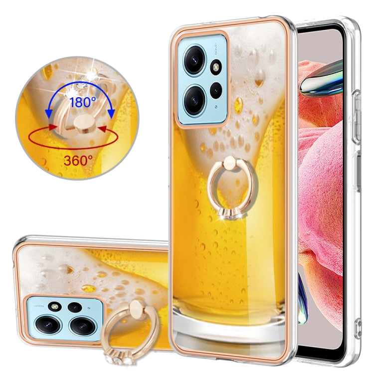 Electroplating Dual-side IMD Phone Case with Ring Holder, For Xiaomi Redmi Note 12 Pro 4G Global, For Xiaomi Redmi Note 12 4G, For Xiaomi Redmi Note 12 Pro+ Global