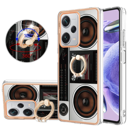 Electroplating Dual-side IMD Phone Case with Ring Holder, For Xiaomi Redmi Note 12 Pro 4G Global, For Xiaomi Redmi Note 12 4G, For Xiaomi Redmi Note 12 Pro+ Global
