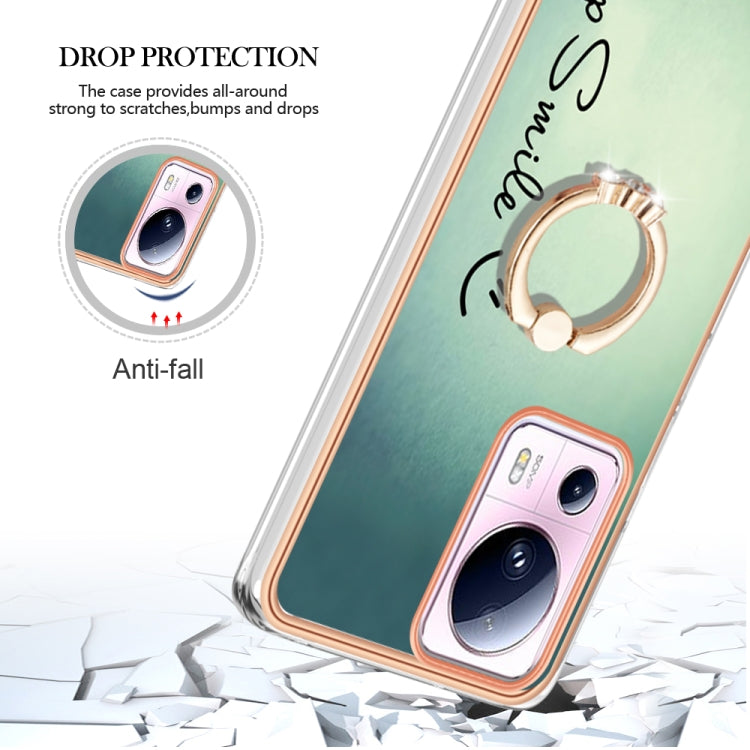 Electroplating Dual-side IMD Phone Case with Ring Holder, For Xiaomi 13 Lite 5G, For Xiaomi Redmi A1, For Xiaomi Redmi 10C