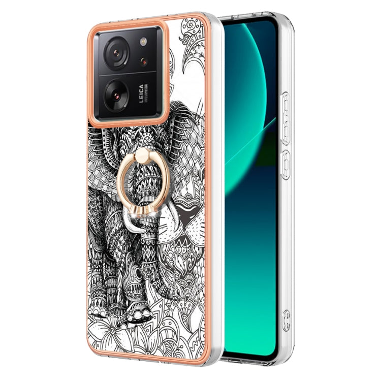 Electroplating Dual-side IMD Phone Case with Ring Holder, For Xiaomi Redmi Note 13 Pro+ 5G, For Xiaomi Redmi Note 13 Pro 5G Global, For Xiaomi 13T / 13T Pro