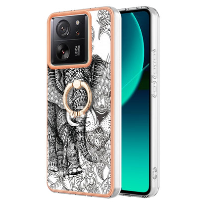 Electroplating Dual-side IMD Phone Case with Ring Holder, For Xiaomi Redmi Note 13 Pro+ 5G, For Xiaomi Redmi Note 13 Pro 5G Global, For Xiaomi 13T / 13T Pro