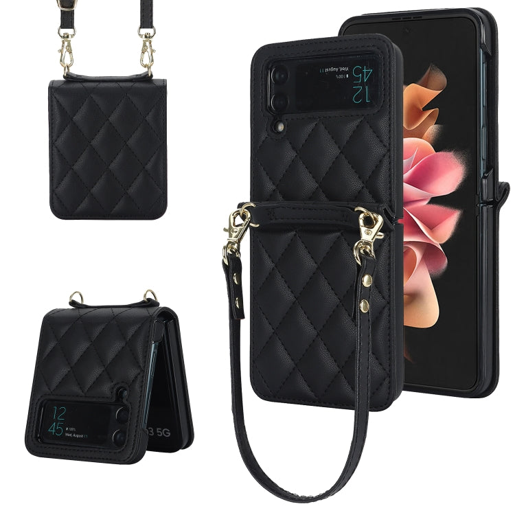 Rhombic Texture Phone Case with Long & Short Lanyard