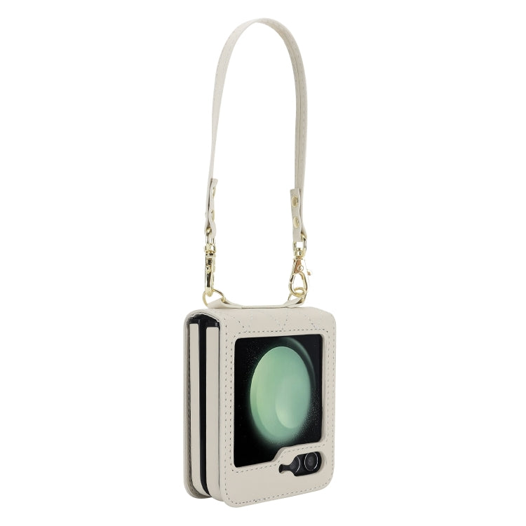 Rhombic Texture Phone Case with Long & Short Lanyard, For Samsung Galaxy Z Flip6 / Flip7 FE, For Samsung Galaxy Z Flip5, For Samsung Galaxy Z Flip4