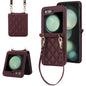 Rhombic Texture Phone Case with Long & Short Lanyard, For Samsung Galaxy Z Flip6 / Flip7 FE, For Samsung Galaxy Z Flip5, For Samsung Galaxy Z Flip4