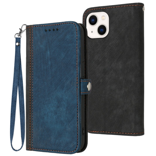 Side Buckle Double Fold Hand Strap Leather Phone Case, For iPhone 15