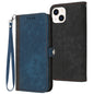 Side Buckle Double Fold Hand Strap Leather Phone Case, For iPhone 15