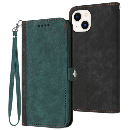 Side Buckle Double Fold Hand Strap Leather Phone Case, For iPhone 15