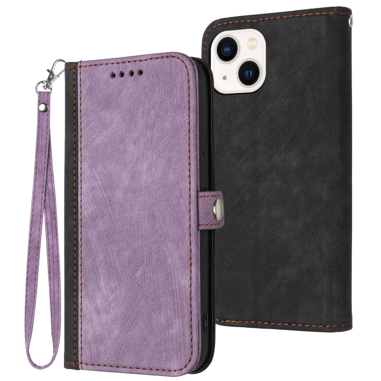 Side Buckle Double Fold Hand Strap Leather Phone Case, For iPhone 15