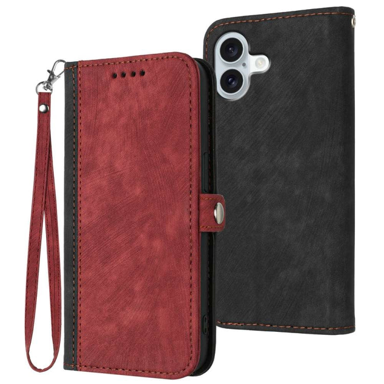 Side Buckle Double Fold Hand Strap Leather Phone Case, For iPhone Air, For iPhone 16 Pro Max, For iPhone 16 Pro, For iPhone 16 Plus