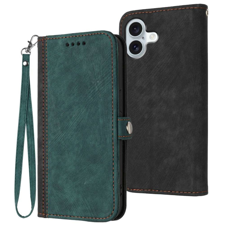 Side Buckle Double Fold Hand Strap Leather Phone Case, For iPhone Air, For iPhone 16 Pro Max, For iPhone 16 Pro, For iPhone 16 Plus