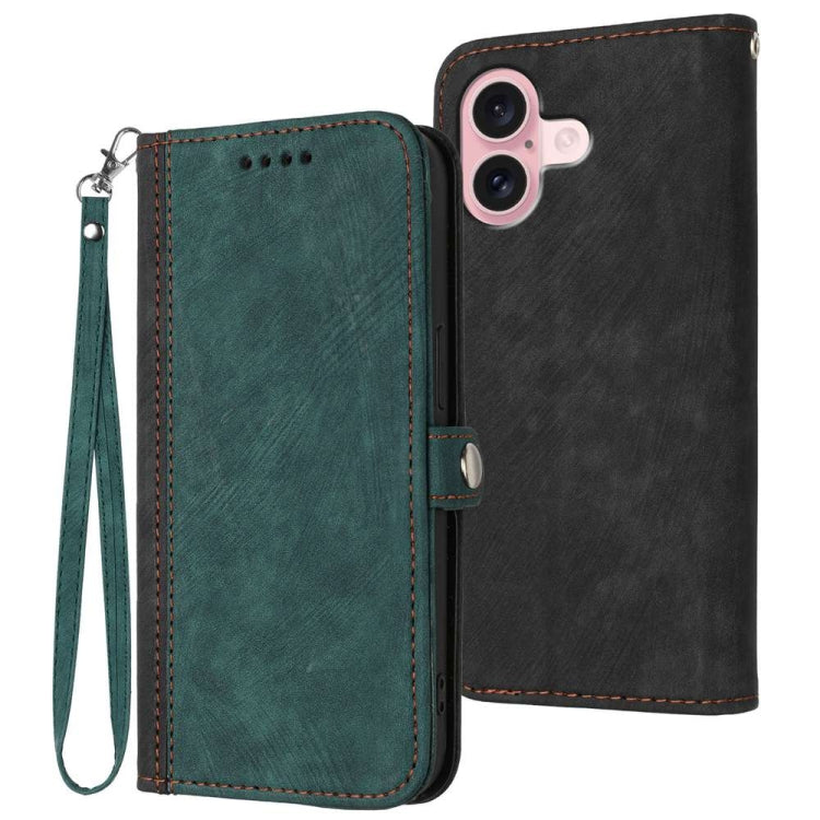 Side Buckle Double Fold Hand Strap Leather Phone Case, For iPhone 16, For iPhone 15 Pro Max, For iPhone 15 Pro, For iPhone 15 Plus