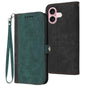 Side Buckle Double Fold Hand Strap Leather Phone Case, For iPhone 16, For iPhone 15 Pro Max, For iPhone 15 Pro, For iPhone 15 Plus