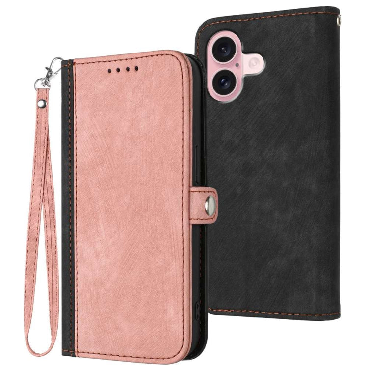 Side Buckle Double Fold Hand Strap Leather Phone Case, For iPhone 16, For iPhone 15 Pro Max, For iPhone 15 Pro, For iPhone 15 Plus