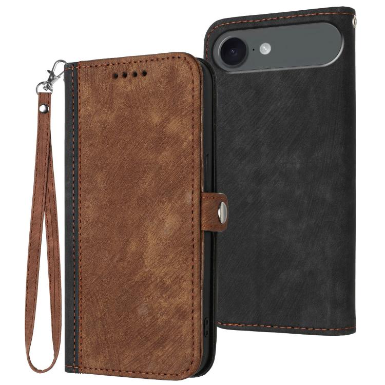 Side Buckle Double Fold Hand Strap Leather Phone Case, For iPhone 17 Pro Max, For iPhone 17 Pro, For iPhone 17, For iPhone Air