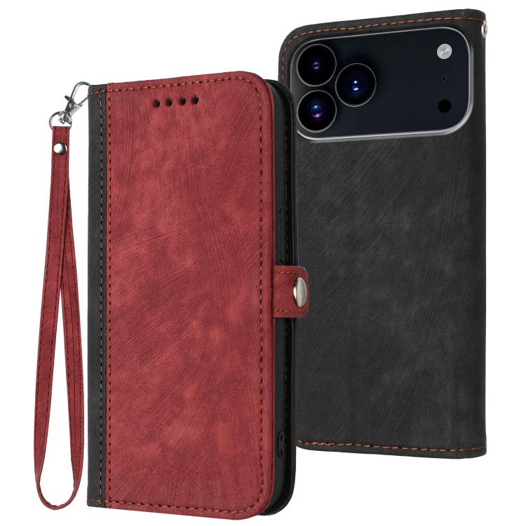 Side Buckle Double Fold Hand Strap Leather Phone Case, For iPhone 17 Pro Max, For iPhone 17 Pro, For iPhone 17, For iPhone Air