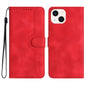 Heart Pattern Skin Feel Leather Phone Case, For iPhone 15