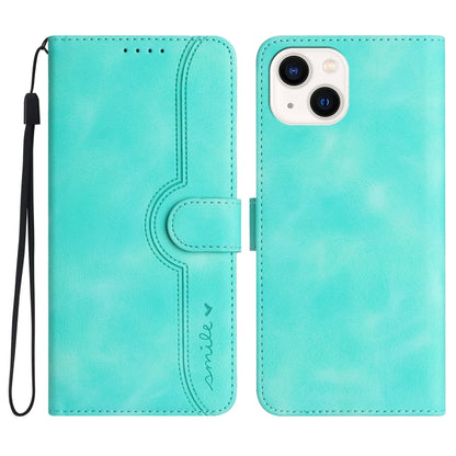 Heart Pattern Skin Feel Leather Phone Case, For iPhone 15
