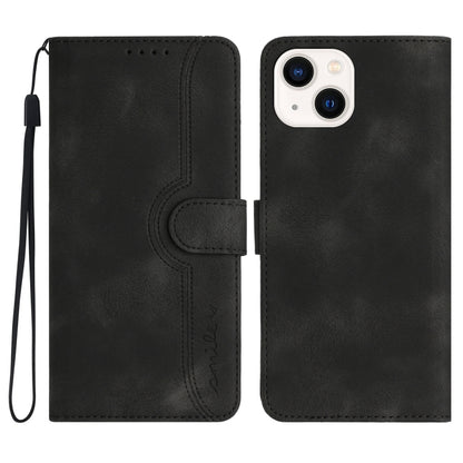 Heart Pattern Skin Feel Leather Phone Case, For iPhone 15