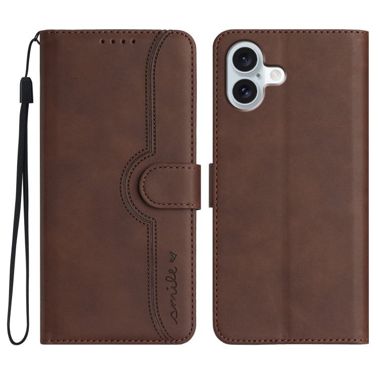 Heart Pattern Skin Feel Leather Phone Case, For iPhone Air, For iPhone 16 Pro Max, For iPhone 16 Pro, For iPhone 16 Plus