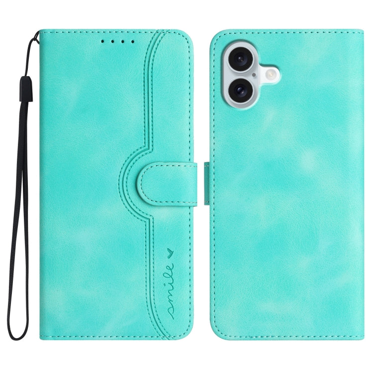 Heart Pattern Skin Feel Leather Phone Case, For iPhone Air, For iPhone 16 Pro Max, For iPhone 16 Pro, For iPhone 16 Plus