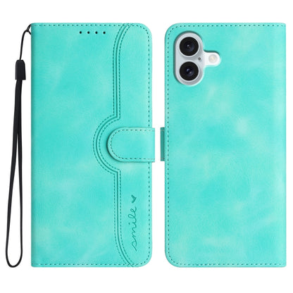 Heart Pattern Skin Feel Leather Phone Case, iPhone 16e, For iPhone 16 Pro Max, For iPhone 16 Pro, For iPhone 16 Plus