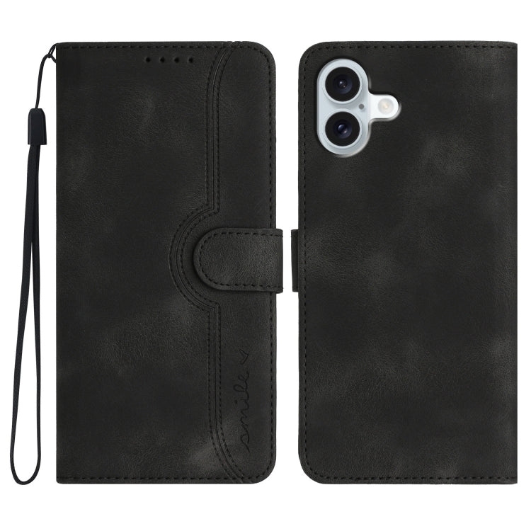 Heart Pattern Skin Feel Leather Phone Case, For iPhone Air, For iPhone 16 Pro Max, For iPhone 16 Pro, For iPhone 16 Plus