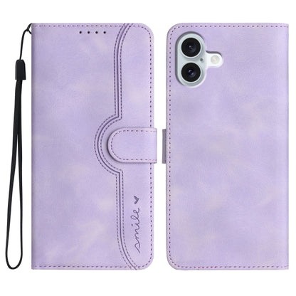 Heart Pattern Skin Feel Leather Phone Case, iPhone 16e, For iPhone 16 Pro Max, For iPhone 16 Pro, For iPhone 16 Plus