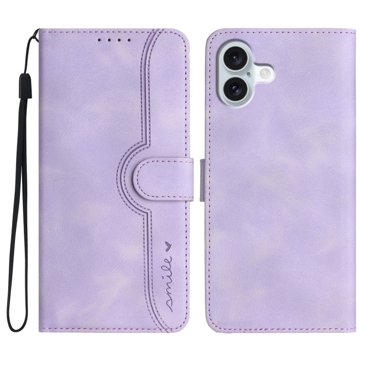Heart Pattern Skin Feel Leather Phone Case, For iPhone Air, For iPhone 16 Pro Max, For iPhone 16 Pro, For iPhone 16 Plus