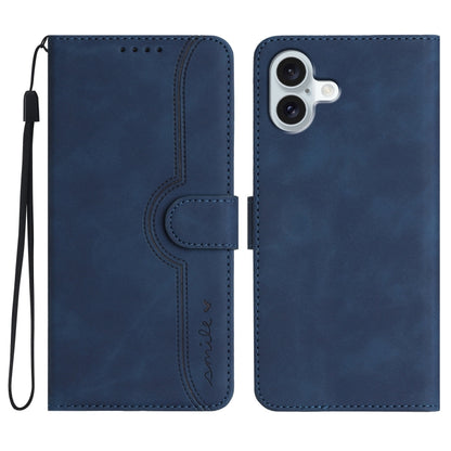 Heart Pattern Skin Feel Leather Phone Case, For iPhone Air, For iPhone 16 Pro Max, For iPhone 16 Pro, For iPhone 16 Plus