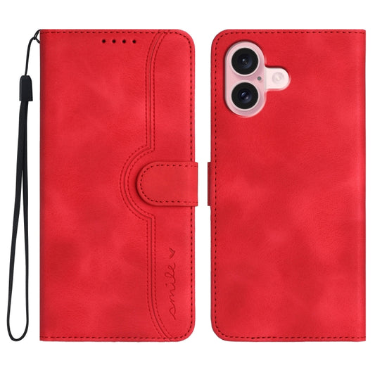 Heart Pattern Skin Feel Leather Phone Case, For iPhone 16, For iPhone 15 Pro Max, For iPhone 15 Pro, For iPhone 15 Plus