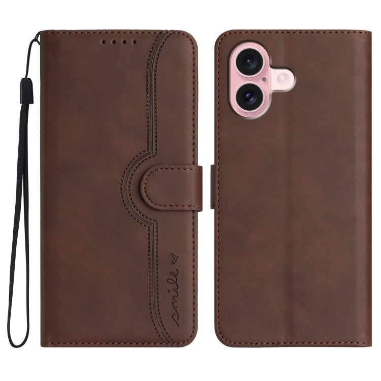 Heart Pattern Skin Feel Leather Phone Case, For iPhone 16, For iPhone 15 Pro Max, For iPhone 15 Pro, For iPhone 15 Plus