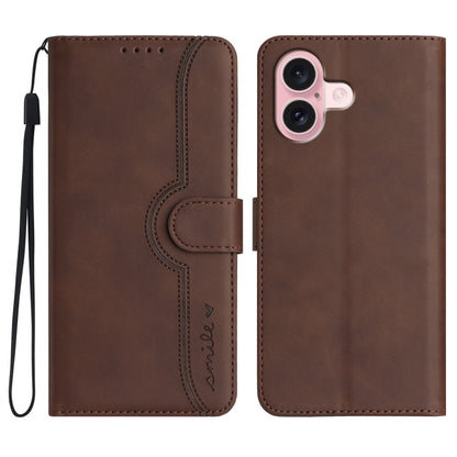 Heart Pattern Skin Feel Leather Phone Case, For iPhone 16, For iPhone 15 Pro Max, For iPhone 15 Pro, For iPhone 15 Plus