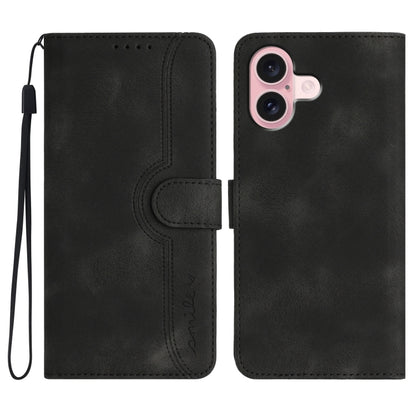 Heart Pattern Skin Feel Leather Phone Case, For iPhone 16, For iPhone 15 Pro Max, For iPhone 15 Pro, For iPhone 15 Plus