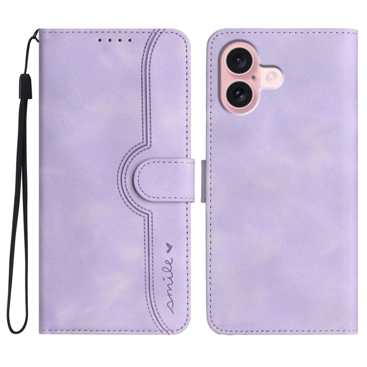 Heart Pattern Skin Feel Leather Phone Case, For iPhone 16, For iPhone 15 Pro Max, For iPhone 15 Pro, For iPhone 15 Plus