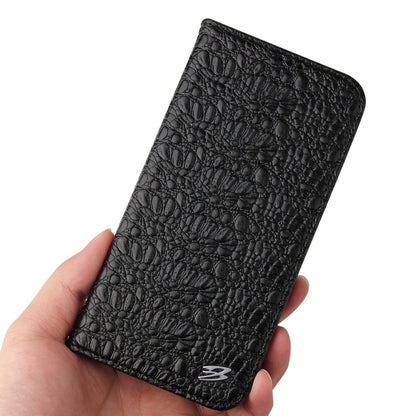 Fierre Shann Crocodile Texture Magnetic Genuine Leather Phone Case, For iPhone 14 Pro Max