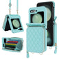 Rhombic Texture Card Bag Phone Case with Dual Lanyard