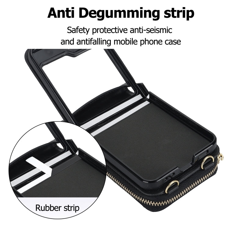 Rhombic Texture Card Bag Phone Case with Dual Lanyard, For Samsung Galaxy Z Flip6 / Flip7 FE, For Samsung Galaxy Z Flip5, For Samsung Galaxy Z Flip4