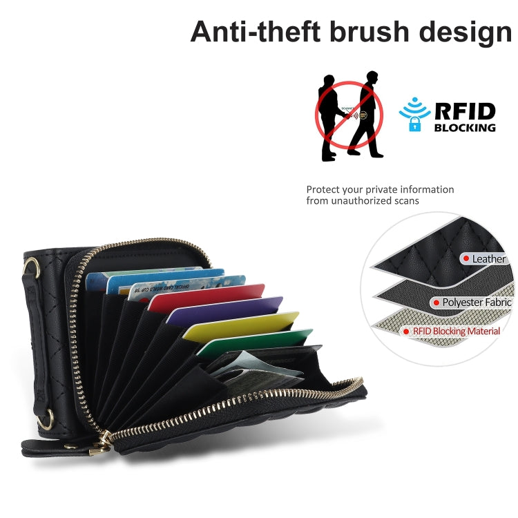 Rhombic Texture Card Bag Phone Case with Dual Lanyard, For Samsung Galaxy Z Flip6 / Flip7 FE, For Samsung Galaxy Z Flip5, For Samsung Galaxy Z Flip4