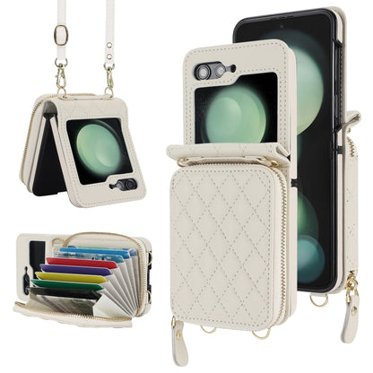 Rhombic Texture Card Bag Phone Case with Dual Lanyard